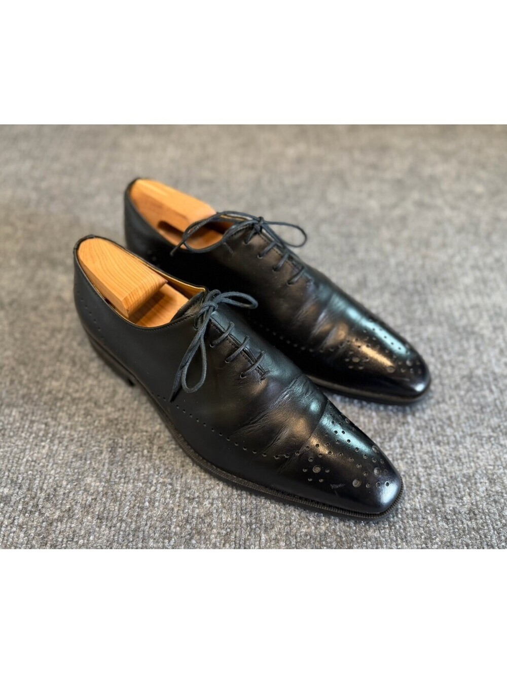Insolito Terra Black Leather Brogue Elevator Oxford Shoes Men’s 8